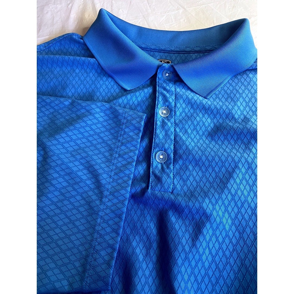Nike Golf Fit Dry Blue Diamond Textured Polo Shirt Mens Medium Short Sleeve